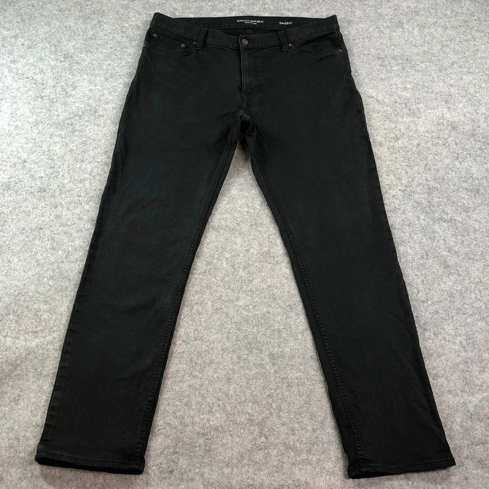 Banana Republic Mens Traveler Jeans 36x32 Black Dark Wash Stretch Slim Fit Pants